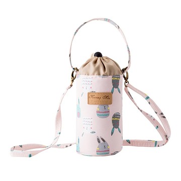 雙層防水萬用包 附背帶(保溫保冷水壺袋)  粉小兔  1個