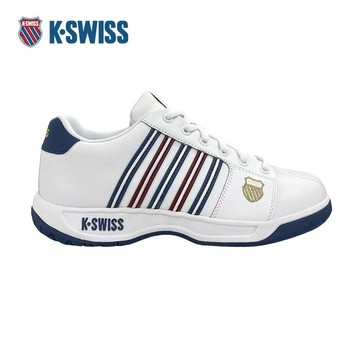 【K-SWISS】經典運動鞋 EADALL 休閒 男鞋 白藍紅色(01353-173-M)
