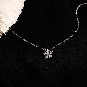 925純銀雪花項鏈女ins性冷淡風鎖骨鏈新款小眾設計毛衣鏈