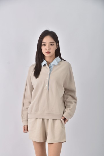 (XL) j concept拼色杏色長袖上衣