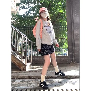 慵懶風街頭風中長款2024春秋新款衛衣字母印花寬松外套校園辣妹女