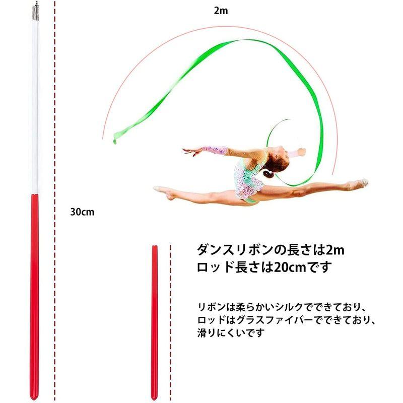 Bocotojp ダンスリボン 新体操リボンセット 子供の専用スポーツ用具 体操専用 遊び 10カラー,