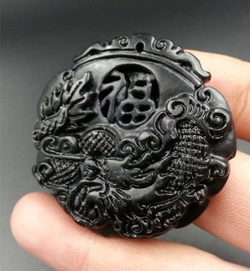 天然玉石掛件A貨新疆和田墨玉生肖福龍玉吊墜墨綠蛇紋石玉吊墜