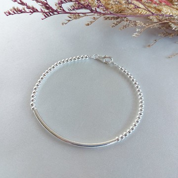 s925純銀 修飾線條質感銀管手鍊 | 手作客製 手鍊 項鍊 耳環 耳飾