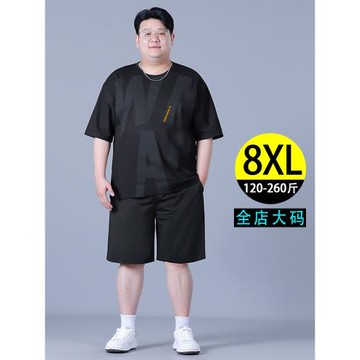 (免運)胖子夏季休閑套裝大碼男士加肥加大碼寬松百搭日常運動短袖套裝潮