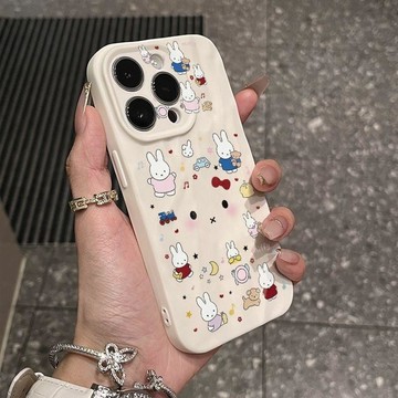 米菲兔子適用蘋果17手機殼16褶皺殼新款iPhone15卡通可愛防摔