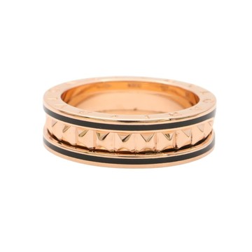 BVLGARI 寶格麗 B.zero1 Rock 戒指 60 18K玫瑰金 黑陶瓷 357988 【二手名牌BRAND OFF】