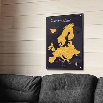 歐洲地圖-訂製磁吸系列海報-曜金黑(新年 客製化禮物)-單獨海報