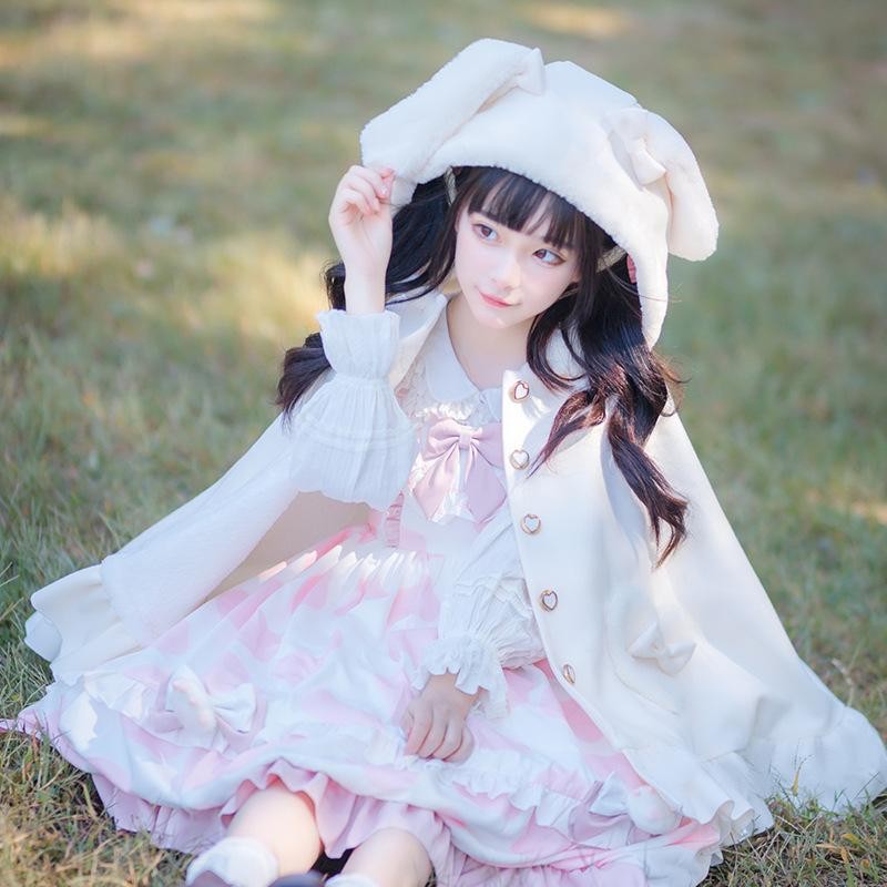 美品★アルゴンキン　うさ耳付　ポンチョ　裏フリース　Fサイズ　グレー 送料無料 みみつき ポンチョ S M くま うさぎ 赤ちゃん ベージュ