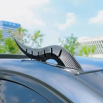 台灣出貨 3D立體創意碳纖維擾流板 惡魔角形車外裝飾 弧光塑型擾流鰭 車頂飾品 擾流鰭 汽车惡魔角貼 車頂擺件 車身貼