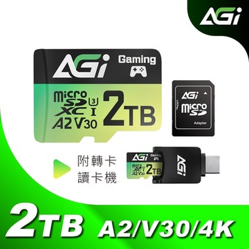 AGI亞奇雷 TF138 2TB MicroSDXC card UHS-1 U3 V30 A2 記憶卡(讀寫170/160MBs 附Type C讀卡機轉卡)