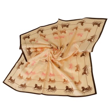 CELINE 繽紛SULKY 馬車品牌字母標誌LOGO圖騰棉質大帕領巾(膚色系/58CM)