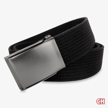 【CH-BELT 銓丞皮帶】方頭造型素色織帶 男女中性休閒腰帶(黑)