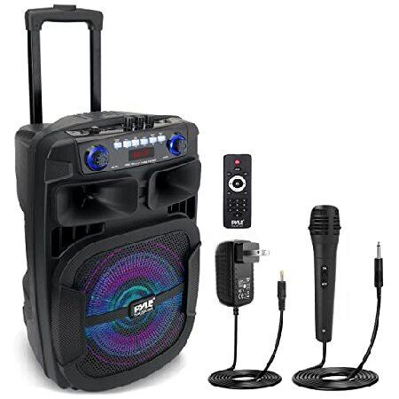 Pyle Portable Bluetooth PA Speaker System 800W 12”Outdoor Bluetooth Speaker Portable PA System-Party Lights,USB SD Card Reader,FM Radio,Rolling Whe