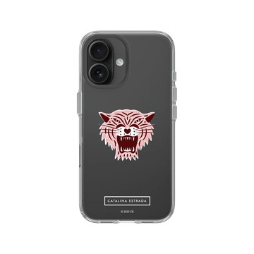 iPhone 16 Clear Case（相機按鈕） 透明 - Catalina Estrada - Pink Tiger Head