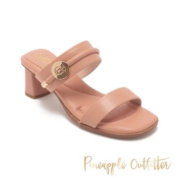 Pineapple-Outfitter-品牌圓釦寬帶涼跟鞋-REUEL-粉色