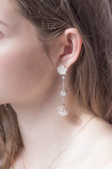 POM POM:冬日三層水晶球兩用耳環925純銀可客制化(三色可選)