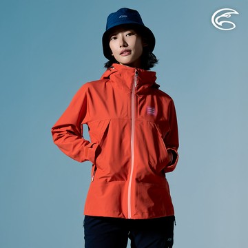 ADISI 女輕薄3L防水透濕超透氣耐磨登山外套 AJ2691053 陽橘紅 (S-2XL)｜防水外套 防風 防潑水 超撥水 三層布