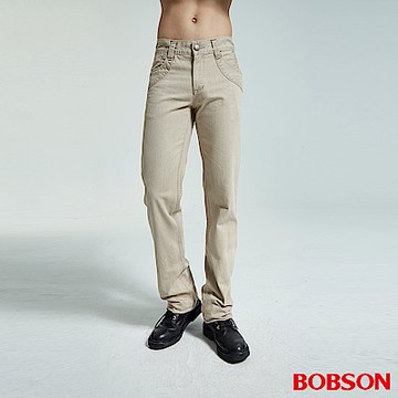 BOBSON 男款洗刷紋半舊直筒褲