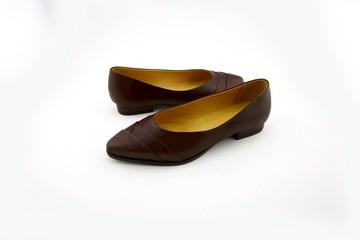 平底尖頭拼接淑女鞋