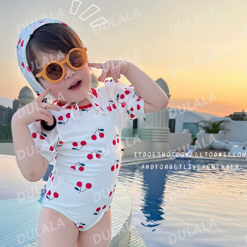 ベビー 水着 子供 チェリー柄 ワンピース80 90 100 110 1 130cm オールインワン水着 キャップ付き キッズ水着 みずぎ 女の子 ビキニ 通販 Lineポイント最大0 5 Get Lineショッピング
