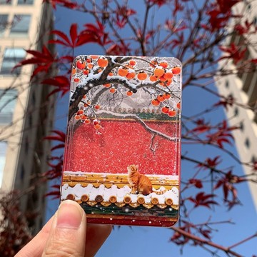 新品✨立體流沙冰箱貼 紀念品 冰箱磁鐵 磁性貼 裝飾交換禮物 療癒小物原創北京天壇故宮橘貓天壇高顏值流沙冰箱貼磁吸冰箱貼