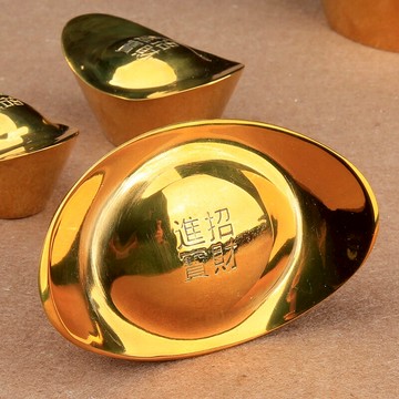 純銅元寶擺件風水家居供奉佛招財擺件龍鳳招財進寶金元寶財神擺件