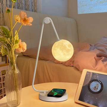 臥室臺燈簡約觸摸感應燈客廳床頭氛圍燈可調光月球溫馨護眼月球燈