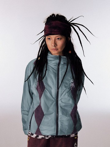 戶外運動 / 半透感棱形格拼接棉服