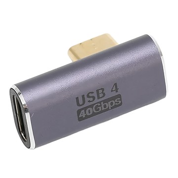 HAOWU USB4-Type-C 中彎轉接頭 40Gbps急速傳輸 60W超級快充 鋁合金 HAP-003  1個  深灰色