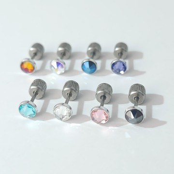 鎖扣耳環．單鑽水晶．施華洛世奇元素．4mm ．無禮盒．單支