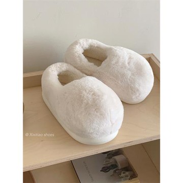 細細條 日系簡約男女家用保暖防滑包跟月子鞋冬季情侶毛絨棉拖鞋