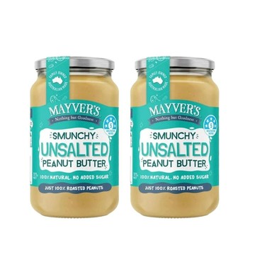 花生醬 Mayvers 香烤花生醬-無鹽375克/2罐  無糖香烤花生醬 100%澳洲花生 Peanut Butter