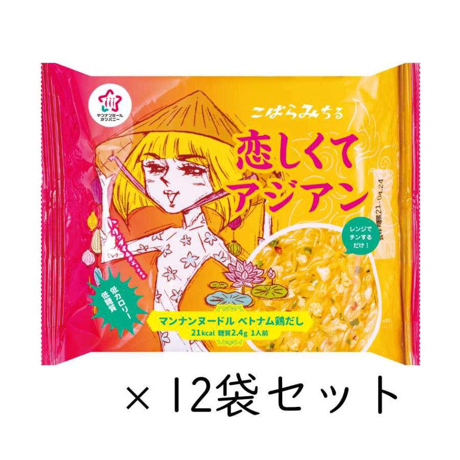 こんにゃく麺 ベトナム鶏だし 12袋セット こばらみちる 恋しくてアジアン ハイスキー食品