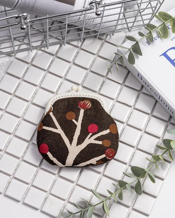 【樹枝上的果實 深咖啡】零錢包#小口金包#可愛#日系#收納