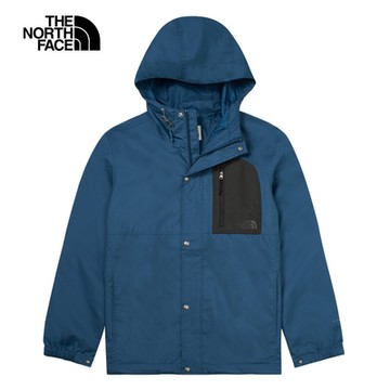 【The North Face 官方旗艦】北面男款藍色防水透氣連帽衝鋒衣｜89YT5LO