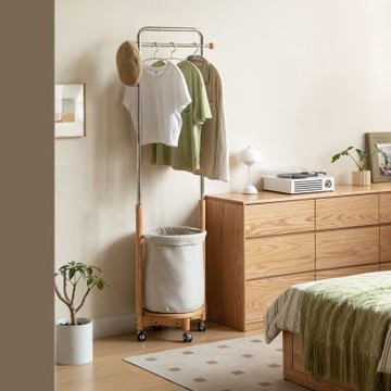 源氏木語隨遇橡木實木移動衣帽架0.6MY00I24-(H014413240)