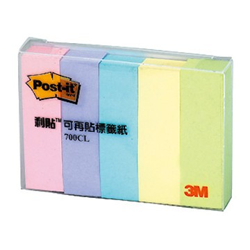 3M 思高牌 Post-it 利貼 NO.700CL-1 可再貼標籤紙 粉彩五色 15x50mm