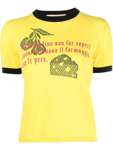 CORMIO - graphic-print knitted top - women - Cotton - XS - Yellow