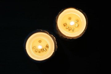 情人節-小木字配擴香石木紋容器客製化香薰訊息蠟燭 紀念日 生日