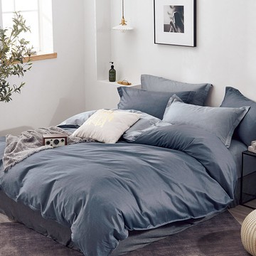 床包被套組-單人/雙人/加大/ 精梳純棉 / 藏青幽海 台灣製