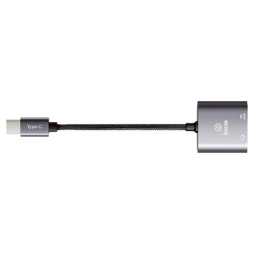 biaze 畢亞茲 iPhone 16/15 耳機轉接頭 Type-c轉3.5mm音訊轉檔器 二合一 13cm  深空灰  1條