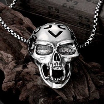 鈦鋼項鍊 鏤空吊墜-歐美嘻哈搖滾骷髏頭情人節生日禮物男配件73cm110【獨家進口】【米蘭精品】