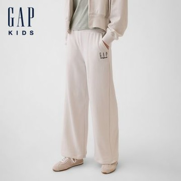 【GAP】兒童VintageSoft毛圈布闊腿運動褲-米色(907409)