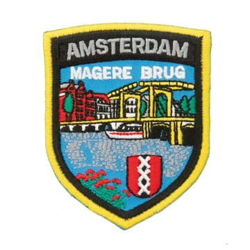 DIY刺繡徽章 時尚 貼布繡 荷蘭 阿姆斯特丹瘦橋地標 徽章 刺繡 羽絨服縫補 褲子破洞 兒童布貼補丁 _廠商直送