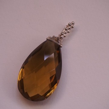 天然黃水晶 大顆 立體刻面 純銀墜子 Citrine Silver pendant