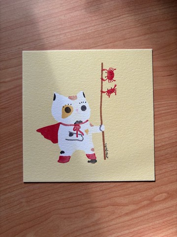 Cyndraw 貓貓抓了螃蟹明信片