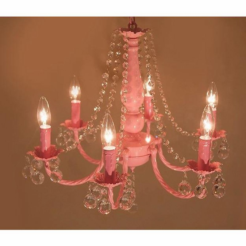 クリスタルガラス 高級 シャンデリア 【ピンク】6灯 天井照明 クリスタルガラス 高級 シャンデリア 【ピンク】6灯 天井照明