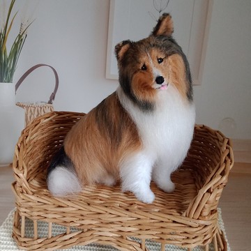 7 英寸高定制微型逼真鉤針 Sheltie Soble 雕像