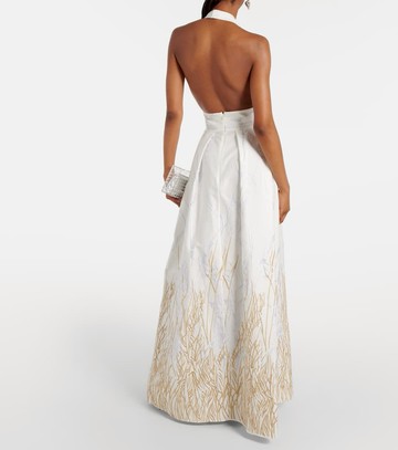 Elie Saab Embroidered halterneck cotton-blend gown